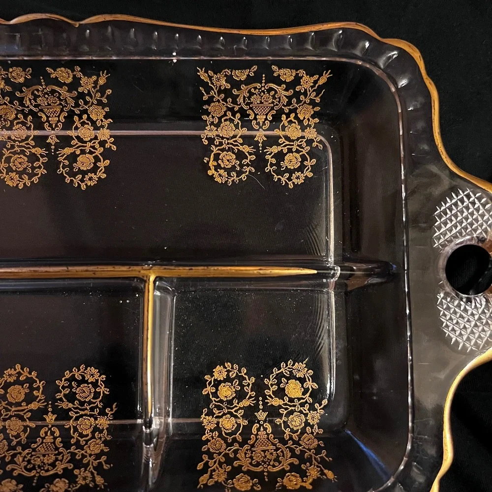 Glastonbury Lotus Crystal Rose Bud Relish Tray - Picture 4 of 7